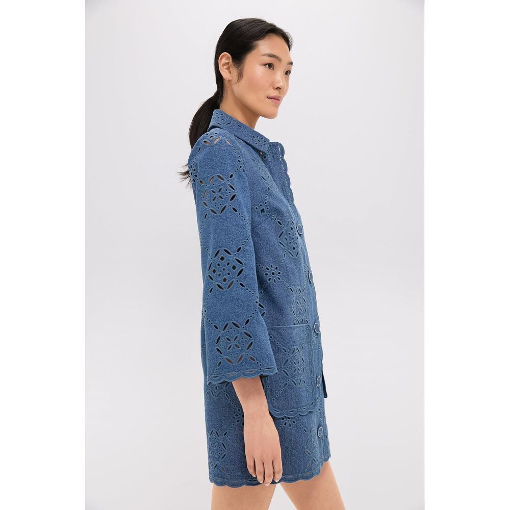 Veronica Beard Blue Eyelet Mini Dress - Picture 6 of 9